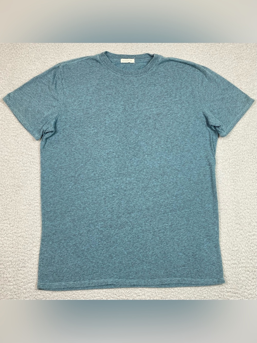 Gustin T Shirt Men's Size M Blue Short Sleeve Crewneck Made In USA Medium
